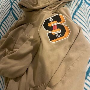Tan Hoodie with Graphic Patch